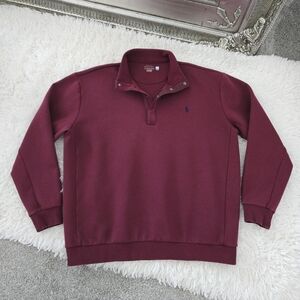 Polo Ralph Lauren XLT double-knit quarter-snap pullover Sweatshirt. Maroon/wine
